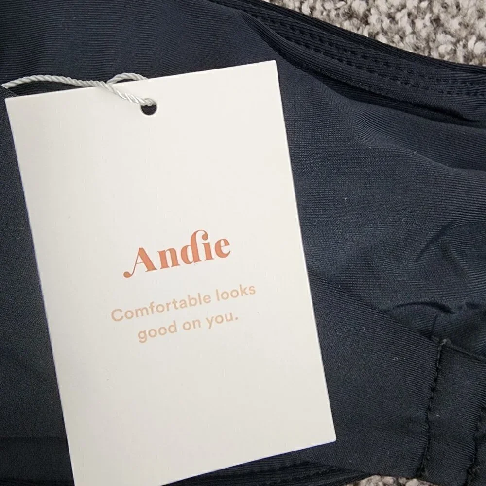 NWT Andie The Scala Padded Bandeau Bikini Top Black Medium
